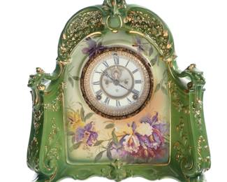 Lot 353: Royal Bonn Ansonia La Saone Mantel Clock