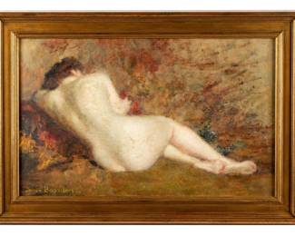 Lot 41a: Exhibited Julien Bourdon Portrait of Nude Woman