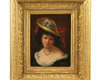 Lot 254: Ernesto Fontana Portrait of a Woman Painting