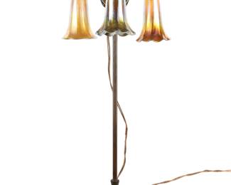 Lot 10: Tiffany Studios Bronze Three Light Lily Lamp 28593