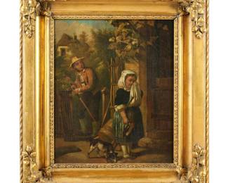 Lot 316a: Continental School Spilled Milk Girl Painting