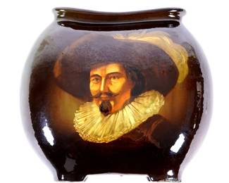 Lot 110: Weller Louwelsa Cavalier Portrait Pillow Vase