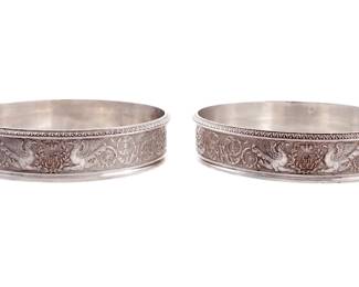 Lot 61: Pair French Silver Bottle Coasters Michael Pavolich