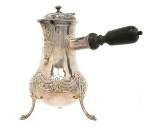 Lot 133: French Pre Revolution Bourget Silver Chocolate Pot