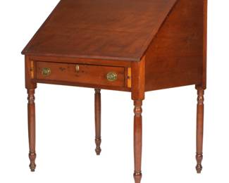 Lot 140a: 19th C Cherry American Country Slant Front Desk