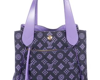 Lot 148b: Louis Vuitton Black Purple Cabas Ipanema Tote Bag