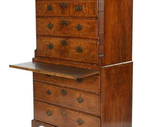 Lot 106: English George III Burl Walnut Chest on Chest