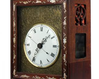 Lot 29: Chinese Export Inlaid Rosewood Mantel Clock
