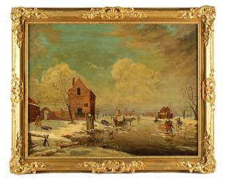 Lot 204: attr. Adrianus Vermunt Dutch Village Landscape