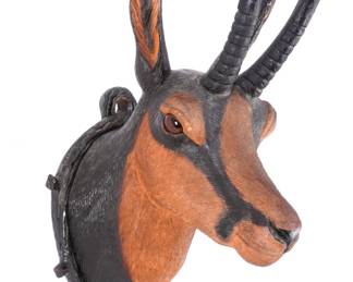Lot 258: Black Forest Carved Antelope Chamois Wall Plaque