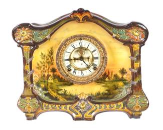Lot 352: Royal Bonn La Croix Ansonia Mantel Clock