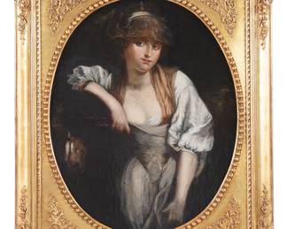 Lot 35: attr Jean Baptiste Greuze Portrait of Young Maiden