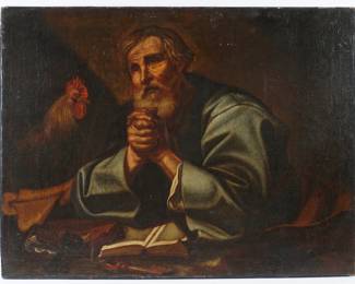 Lot 160: 18/19th C Penitence of St. Peter Painting