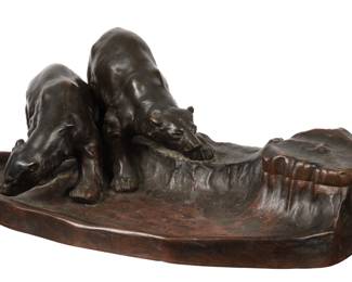 Lot 199: Alfonso Titze Bronze Inkwell with Polar Bears