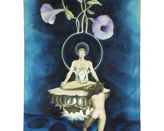Lot 425: Roi Merriman Fantasy Mediating Man Painting