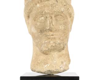 Lot 297: Antique Carved Limestone Bust of Royal Man