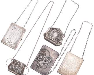 Lot 197: Collection Five Silver Card Cases and Coin Purses