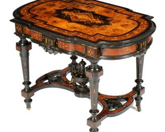 Lot 49: Herter Brothers Marquetry Inlaid Center Table