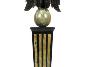 Lot 132: Large Ebonized Carved Wood Eagle on Pedestal