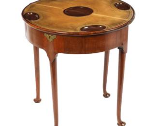 Lot 103: Queen Anne Mahogany Card Table w/ Leather & Pocket
