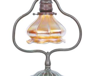 Lot 11: Tiffany Studios Bronze Harp Desk Lamp 419