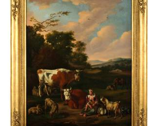 Lot 316: After Van De Velde Landscape Figures and Flock
