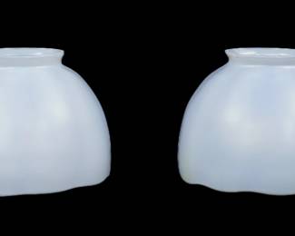 Lot 313: Pair Steuben Calcite Art Glass Lamp Shades