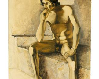 Lot 426: Roi Merriman Seated Nude Self Portrait Painting