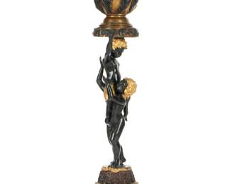 Lot 235: Victorian Parcel Gilt Bronze Marble Top Pedestal