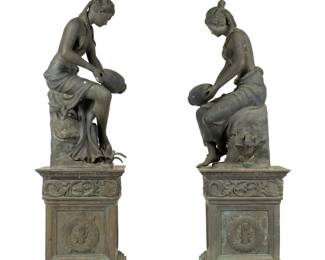 Lot 106a: Two Bronze Women at the Well Garden Fountains