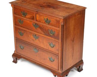 Lot 112: 19th C Chippendale Walnut Chest of Drawers