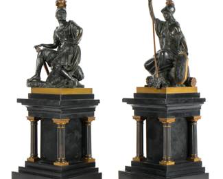 Lot 338: Two Grand Tour Ares & Athena Bronze Sculptures