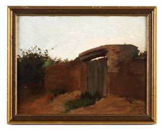 Lot 65: 1903 Jose Alsina Landscape with Gate Painting