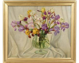 Lot 198: Ernest de Nagy Still Life of Bearded Iris Painting