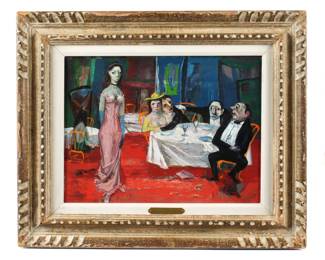 Lot 249: Louis Bosa "Night Club" Cafe Painting