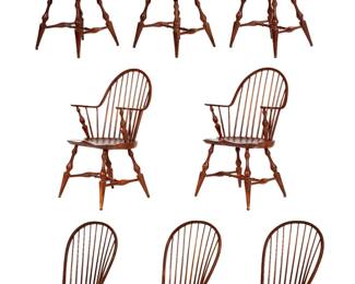 Lot 169b: Set of Eight D.R. Dimes Windsor Dining Chairs