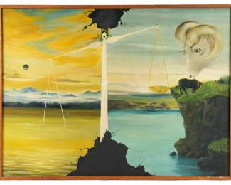 Lot 423: Roi Merriman Dali Style Surrealist Landscape