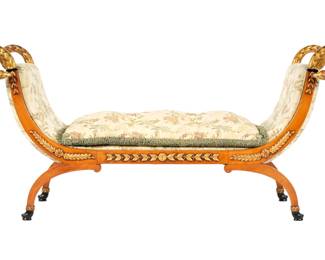 Lot 67: French Empire Style Parcel Giltwood Swan Recamier