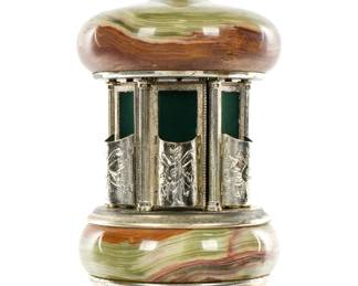 Lot 370: Reuge Onyx and Silvered Musical Cigar Holder
