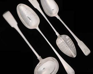 Lot 177: Four Irish & English Georgian Silver Serving Pieces