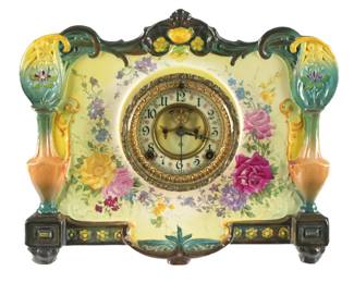 Lot 374: Royal Bonn La Roca Ansonia Mantel Clock