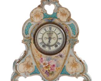 Lot 392: Royal Bonn Ansonia Porcelain Mantel Clock