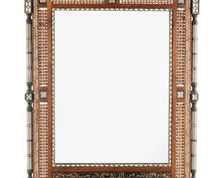 Lot 138: Moroccan Carved and Inlaid Mashrabiya Mirror