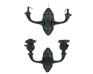 Lot 383: Pair Bronze Art Deco Wall Sconces Manner of Tiffany