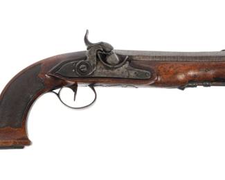 Lot 366: 19th C Belgian Single Shot Percussion Pistol
