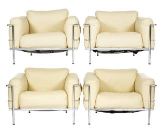 Lot 174: Four after Le Corbusier LC3 Lounge Chairs