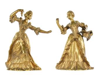 Lot 339: Two French Gilt Bronze Maiden Sculptures