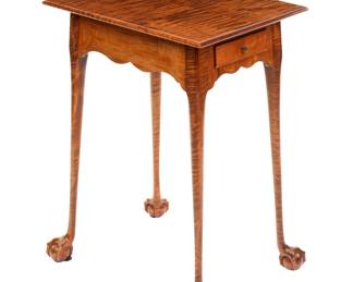 Lot 43a: Tiger Maple Claw and Ball Foot Single Drawer Stand