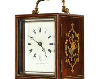 Lot 276: Paul Garnier Brass Inlaid Rosewood Carriage Clock