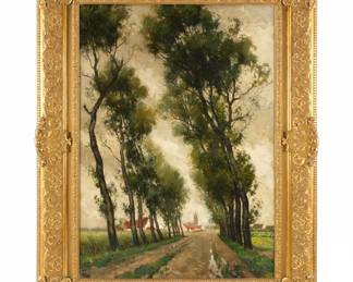 Lot 158: Paul Mathieu French Village Landscape Painting